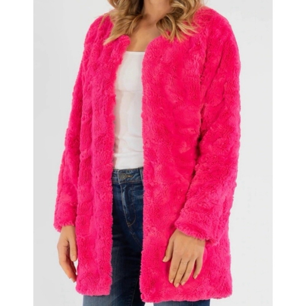 Kut from the Kloth Faux Fur Pink Coat Womens Medium